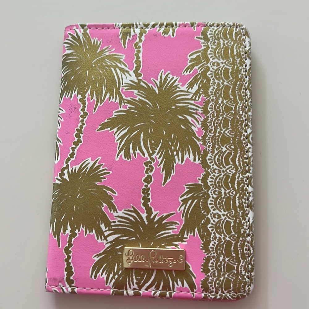 Lilly Pulitzer- pink and gold passport cover/booklet- Like new